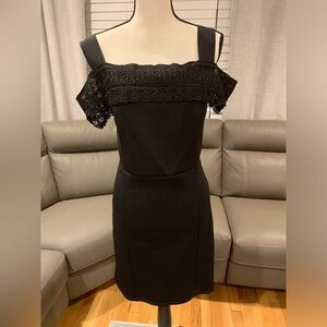 Black cocktail dress with lace